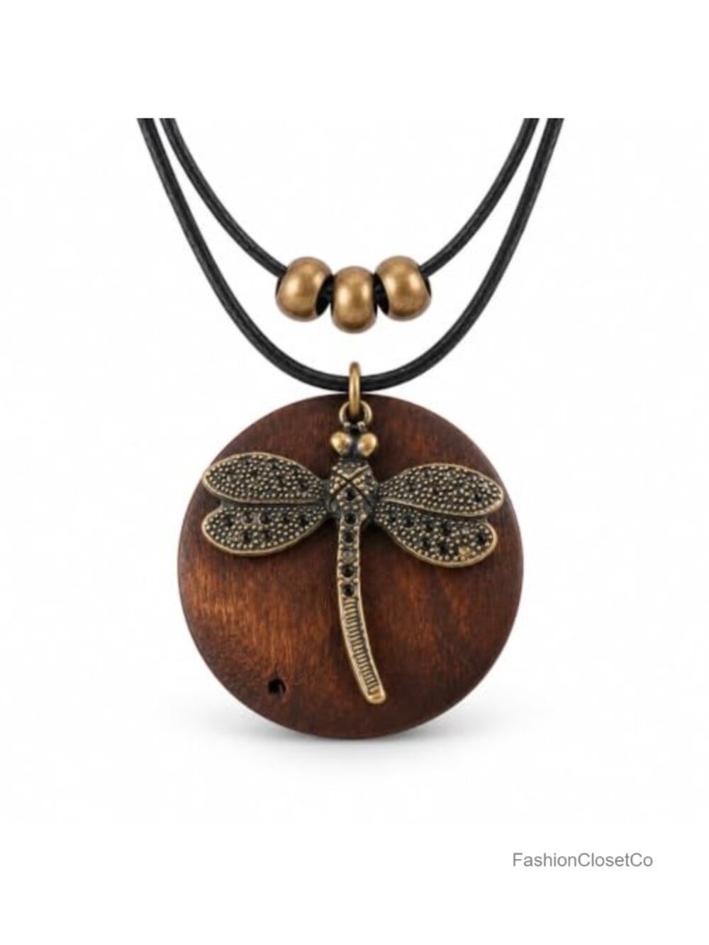 Dragonfly Sun Pendant Necklace Boho Cord Women's Jewelry